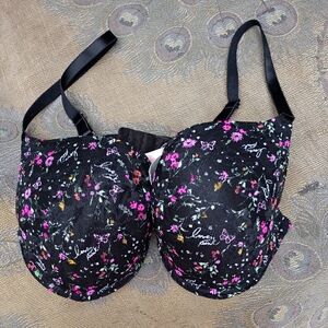 PINK Victoria's Secret Black Floral Bra